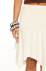 Brighton White Asymmetrical Midi Skirt
