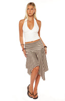 Brighton Brown Stripe Asymmetrical Midi Skirt