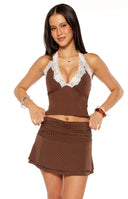 Briony Brown Polka Dot Mini Skirt