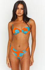 9.0 Swim Bronte Orange Floral Bikini Top Image