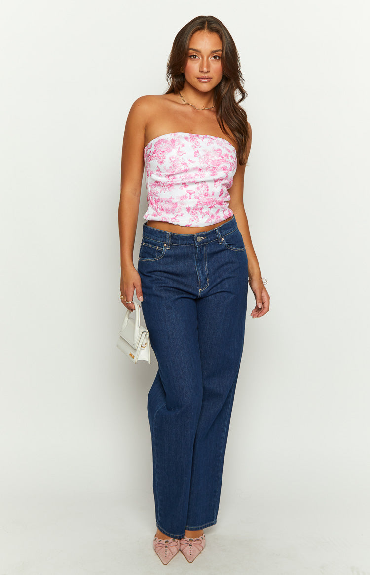 Brooklyn Pink Printed Strapless Top Image