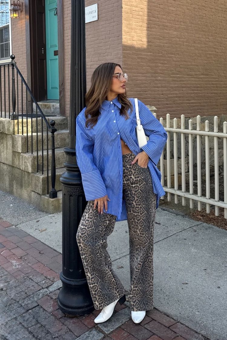 Brunet Leopard Print Straight Leg Jeans