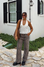 Brunet Leopard Print Straight Leg Jeans