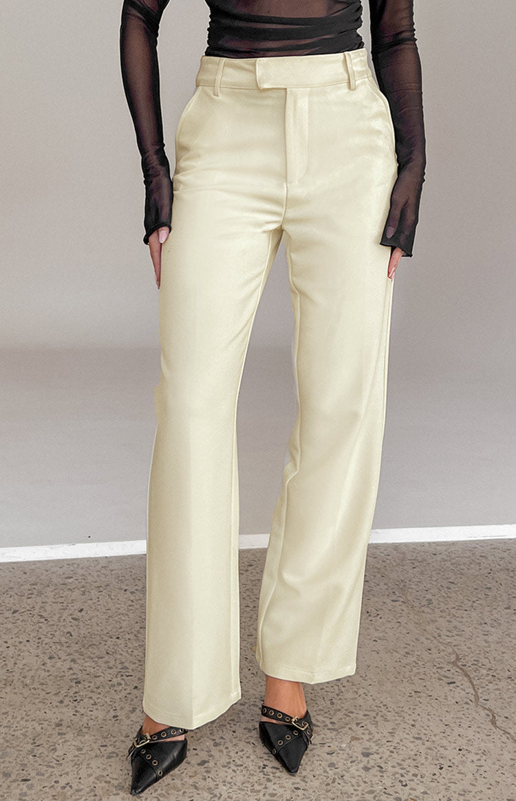 Cabo Cream Straight Leg High Waisted Tailored Pant Image