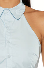 Caelan Blue Button Up Top