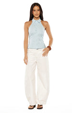 Caelan Blue Button Up Top