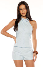 Caelan Blue Woven Shorts Image