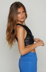 Camille Black Buckle Crop Top Image