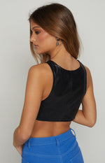 Camille Black Buckle Crop Top Image