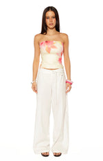 Candie Yellow and Pink Floral Print Tube Top