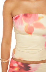 Candie Yellow and Pink Floral Print Tube Top Image