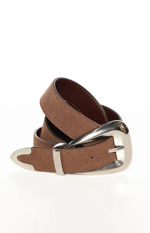 Carolyn Dark Brown Suedette Belt with Silver Buckle