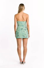 Celene Teal Sequin Strapless Mini Dress