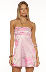 Chantell Pink and Green Floral Mini Dress Image