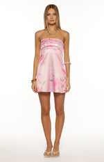 Chantell Pink and Green Floral Mini Dress Image