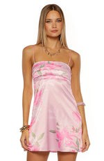 Chantell Pink and Green Floral Mini Dress Image