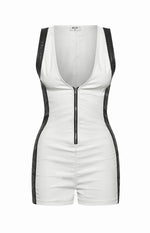 Chaos White Contrast Sleeveless Playsuit