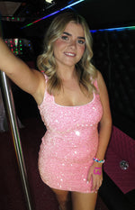 Charming Pink Sequin Mini Dress Image