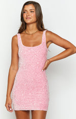 Charming Pink Sequin Mini Dress Image