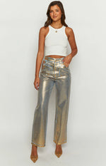Chrome Cascade Gold Metallic Jeans