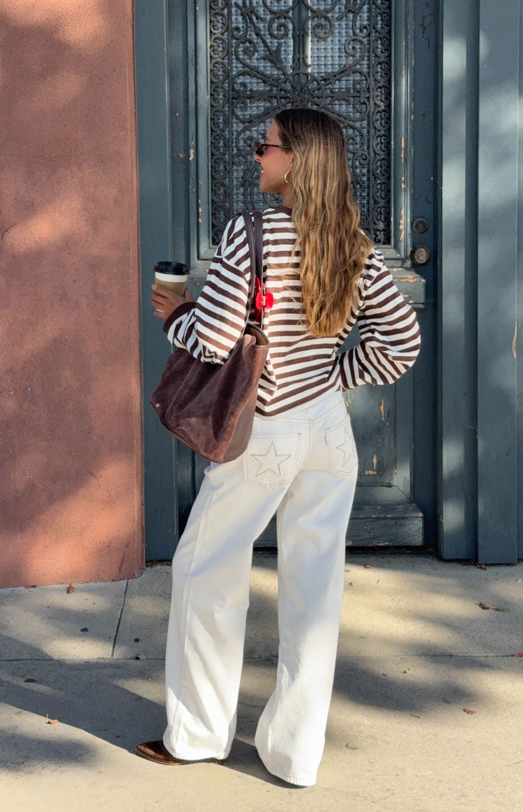 Clara Star White Denim Low Rise Jeans Image