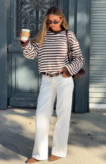 Clara Star White Denim Low Rise Jeans