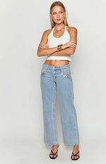 Clara Sequin Light Wash Denim Low Rise Jeans Image