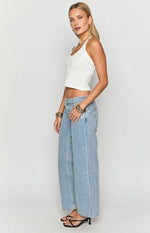 Clara Sequin Light Wash Denim Low Rise Jeans Image