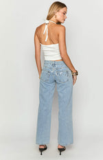 Clara Sequin Light Wash Denim Low Rise Jeans Image
