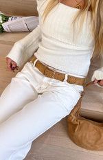 Clara Star White Denim Low Rise Jeans Image
