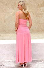 Clare Pink Ruched Maxi Dress Image