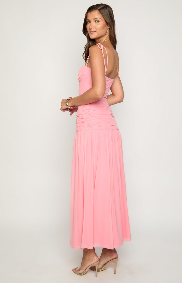 Clare Pink Ruched Maxi Dress Image