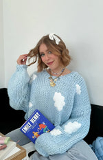 Cloudy Cloud Blue Knit Sweater
