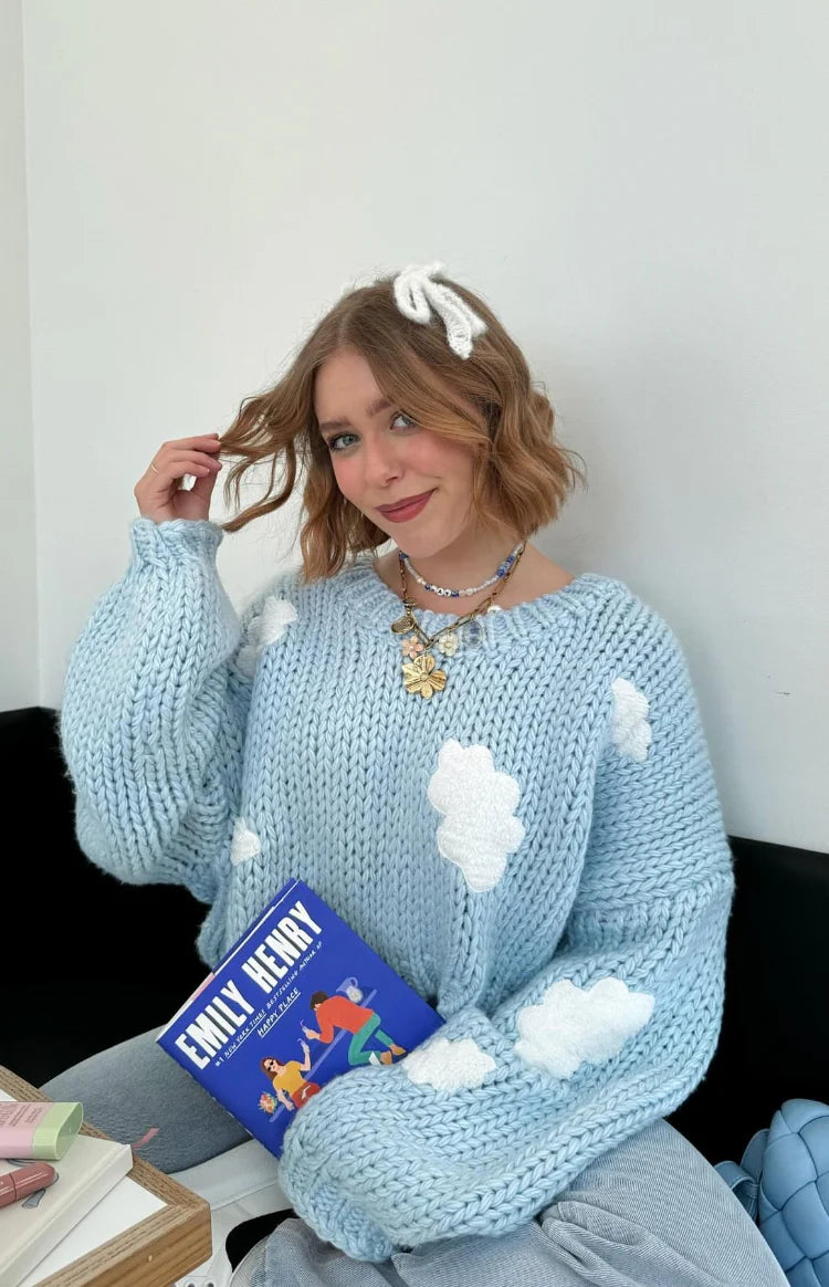 Cloudy Cloud Blue Knit Sweater