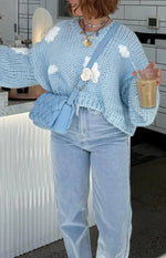 Cloudy Cloud Blue Knit Sweater