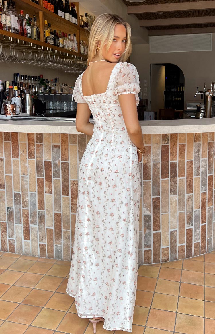 Clydie White Floral Cap Sleeve Midi Dress Image