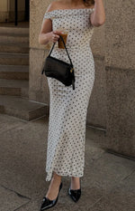 Cole White Polka Mesh Maxi Dress