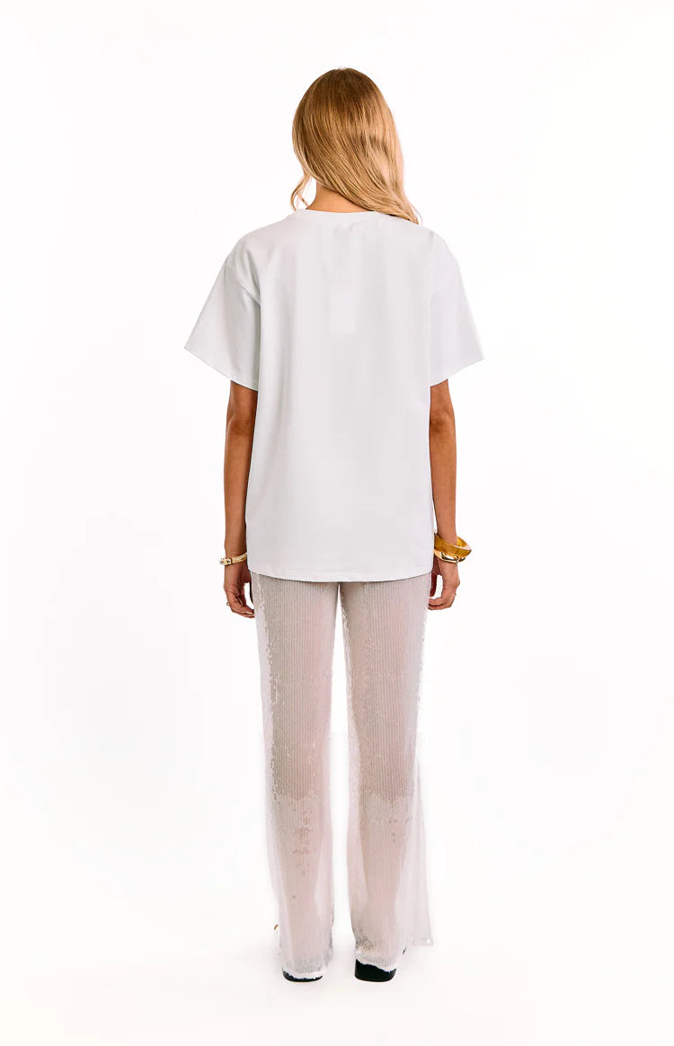 Cordelia White Sequin Wide Leg Pants