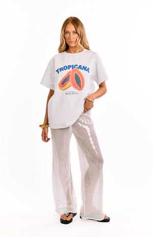 Cordelia White Sequin Wide Leg Pants