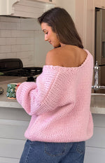 Delvey Light Pink Chunky Knit Sweater Image