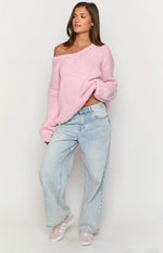 Delvey Light Pink Chunky Knit Sweater Image