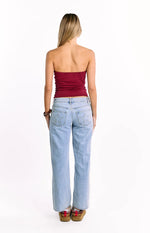 Daisy Burgundy Strapless Top