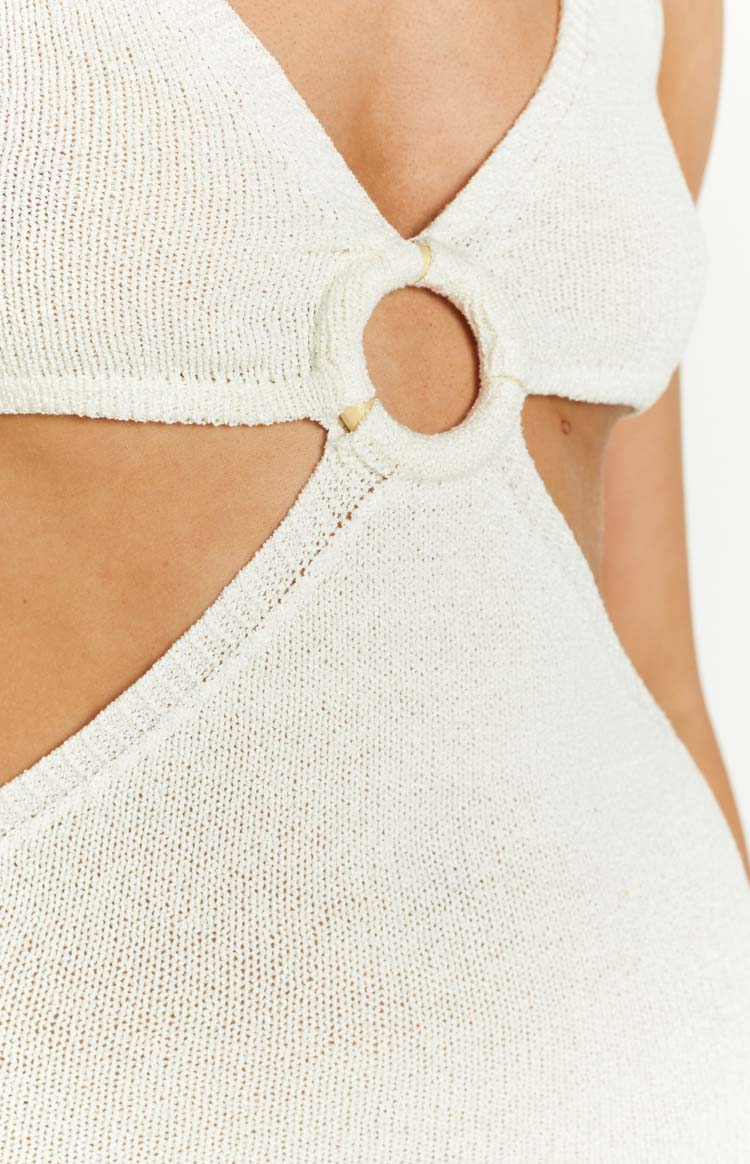 Dalaney Cream Knitted Ring Midi Dress Image