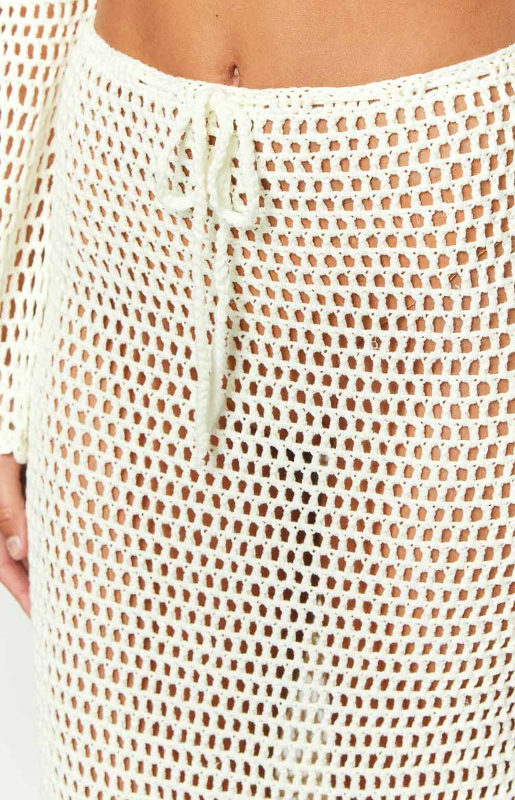 Dally White Crochet Maxi Skirt Image