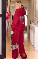 Dania Burgundy Leopard Star Track Pants