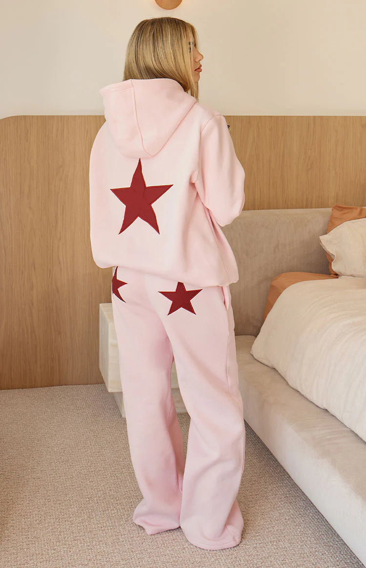 Dania Pink Burgundy Star Track Pants