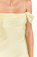 Danni Light Yellow Tie Off Shoulder Formal Maxi Dress Image