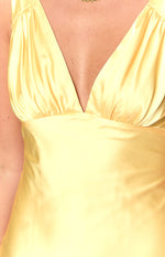 Daphne Yellow Satin Mini Dress Image