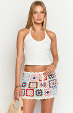 Davina White Crochet Mini Skirt