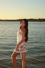 Davina White Crochet Mini Skirt